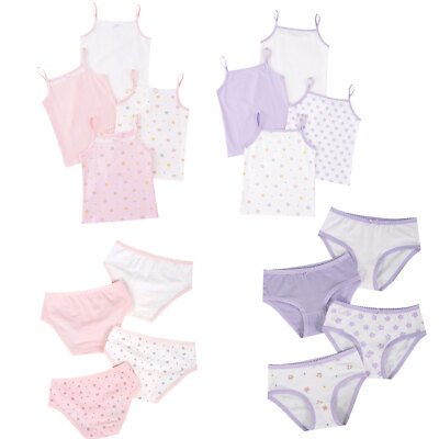 DE Mädchen Unterhemden Baumwolle Tanktop 4er Pack Underwear Slips Unterwäsche