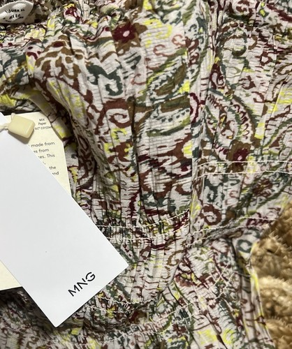 Cami MANGO Mujer Estampada con Volantes, Multicolor, Talla XL, NUEVA CON ETIQUETAS - Imagen 3 de 12