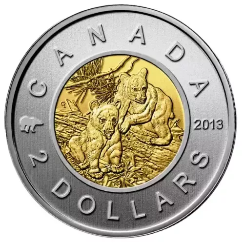 2013 Bears Cubs Canadian specimen $2 toonie UNC from set Mintage of only 17,500