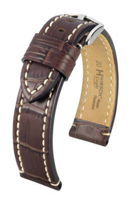 Hirsch Knight 20 mm brown watch strap, length L (no QR pins)