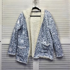 Mooloola Jumper Jacket Sepra Womens 8 Pockets Blue White Long Sleeve Hood