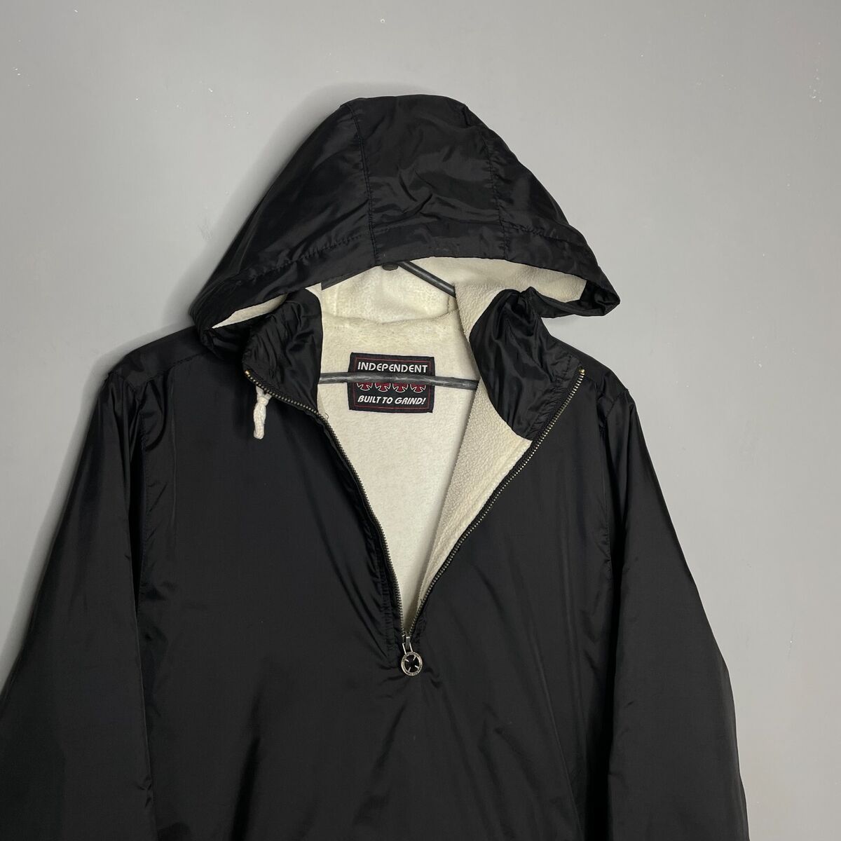 Independent Men's Vintage Black Nylon 1/3 Zip Anorak Jacket Independent Men's Vintage Black Nylon 1/3 Zip Anorak Jacket