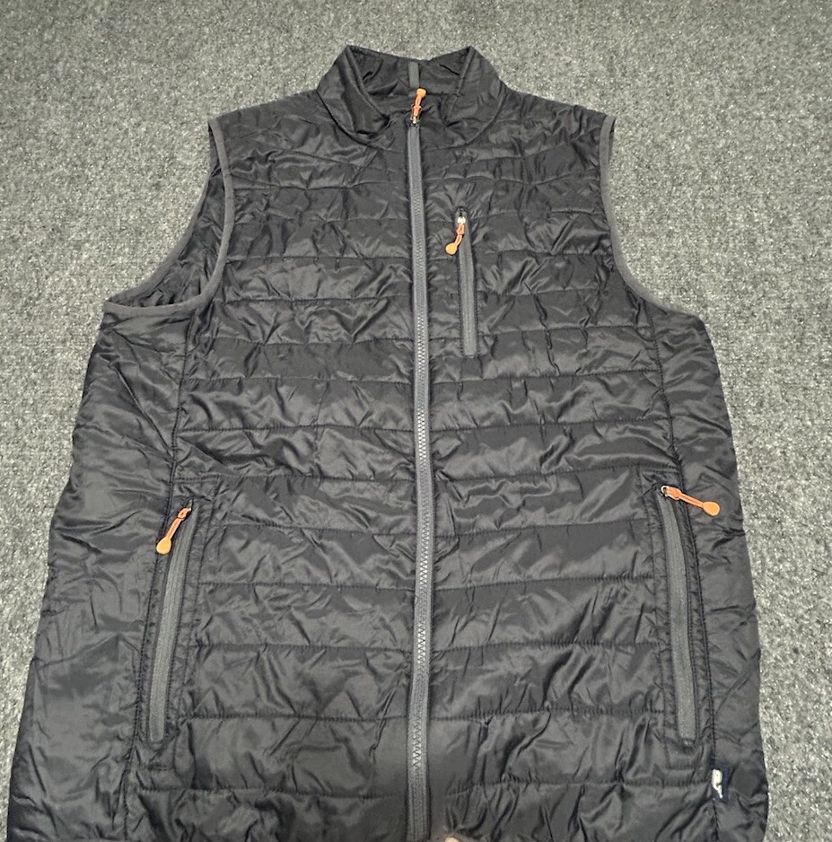 Vineyard Vines Puffer Vest Mens Medium Nylon Black Performance Full Zip Whale