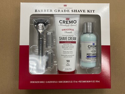 Cremo Barber Grade Shave Kit Gift Bundle Razor Cream After Shave & 3 Refills NEW