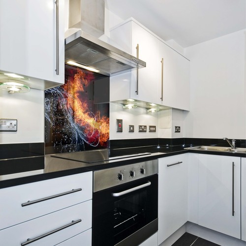 KÜCHENRÜCKWAND Spritzschutz Küche Gehärtetes Glas Rückwand Feuer element rot - Bild 2 von 3