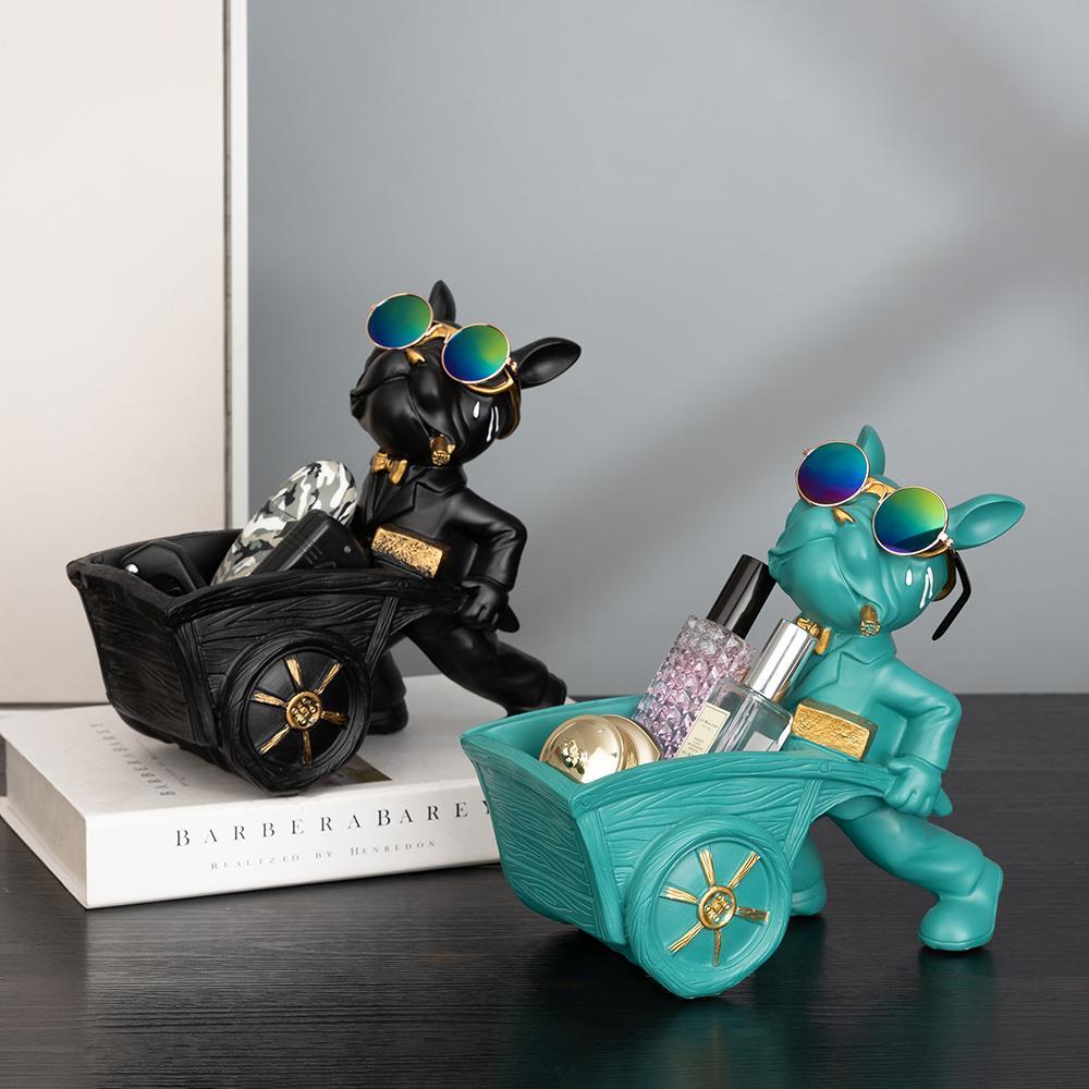 Figurine Dog with Box Resin Small Multicolor Smooth Novelty Modern Home Decor