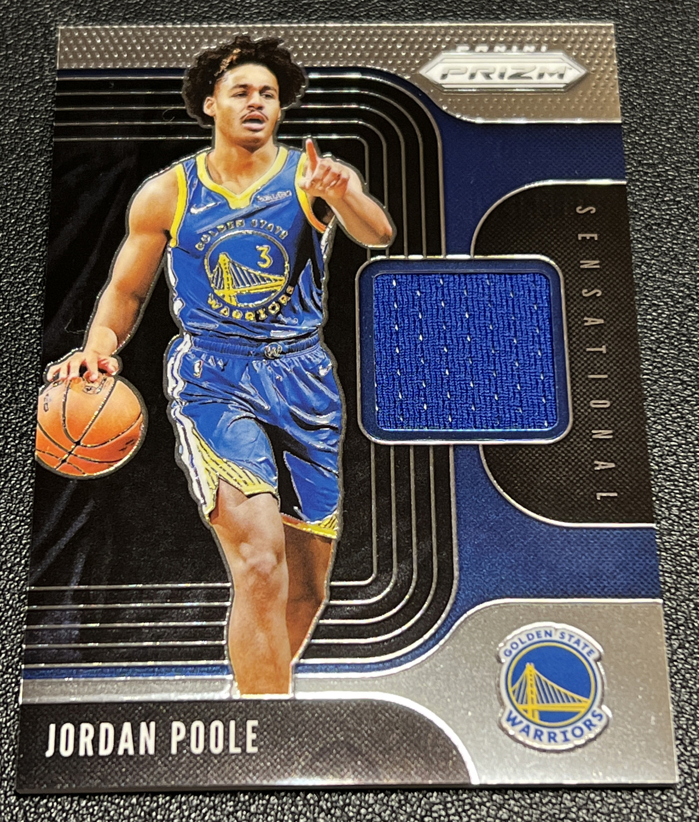 2019-20 Panini Prizm Jordan Poole Sensational Swatches Jersey Relic Card RC