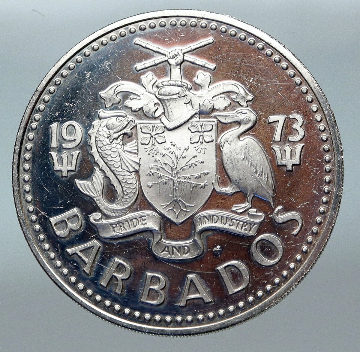バルバドス　5ドル 銀貨　1973年 BARBADOS FIVE DOLLARS 5 Dollars - Elizabeth II (Set Issue; Silver Proof