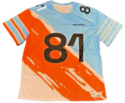 McLaren F1 #81 NUMBER ONLY Orange/Sky Blue/White T-Shirt/Jersey 2XL 25''x 30.5''