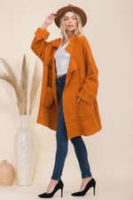 Cozy Oversized Longline Coatigan with Front Patch Pockets, Women's Cardigan S-XL