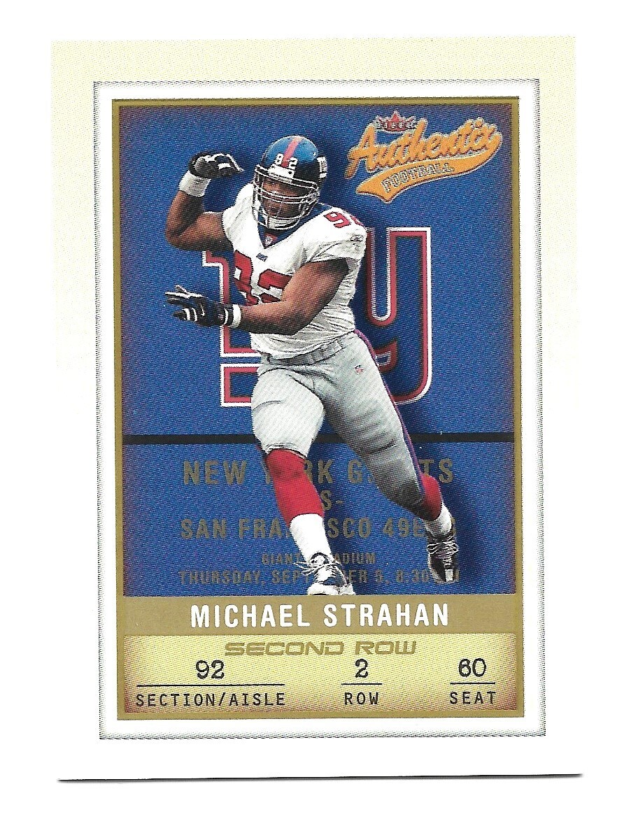 2002 FLEER AUTHENTIX S FILA #8 MICHAEL STRAHAN STAMPA CORTA #197 250