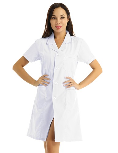 #S-3XL Women 3/4 Sleeve Scrubs Lab Medical Nurse Doctor Uniform Dress Work Coats - Picture 12 of 29