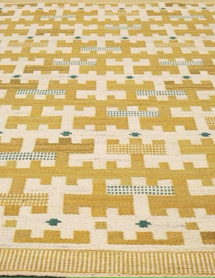 Alfombra Amarilla Personalizada Durrie Alfombra Escandinava Kilim Yute Alfombra Tejido Plano Alfombra Boho Foto 4 de 4