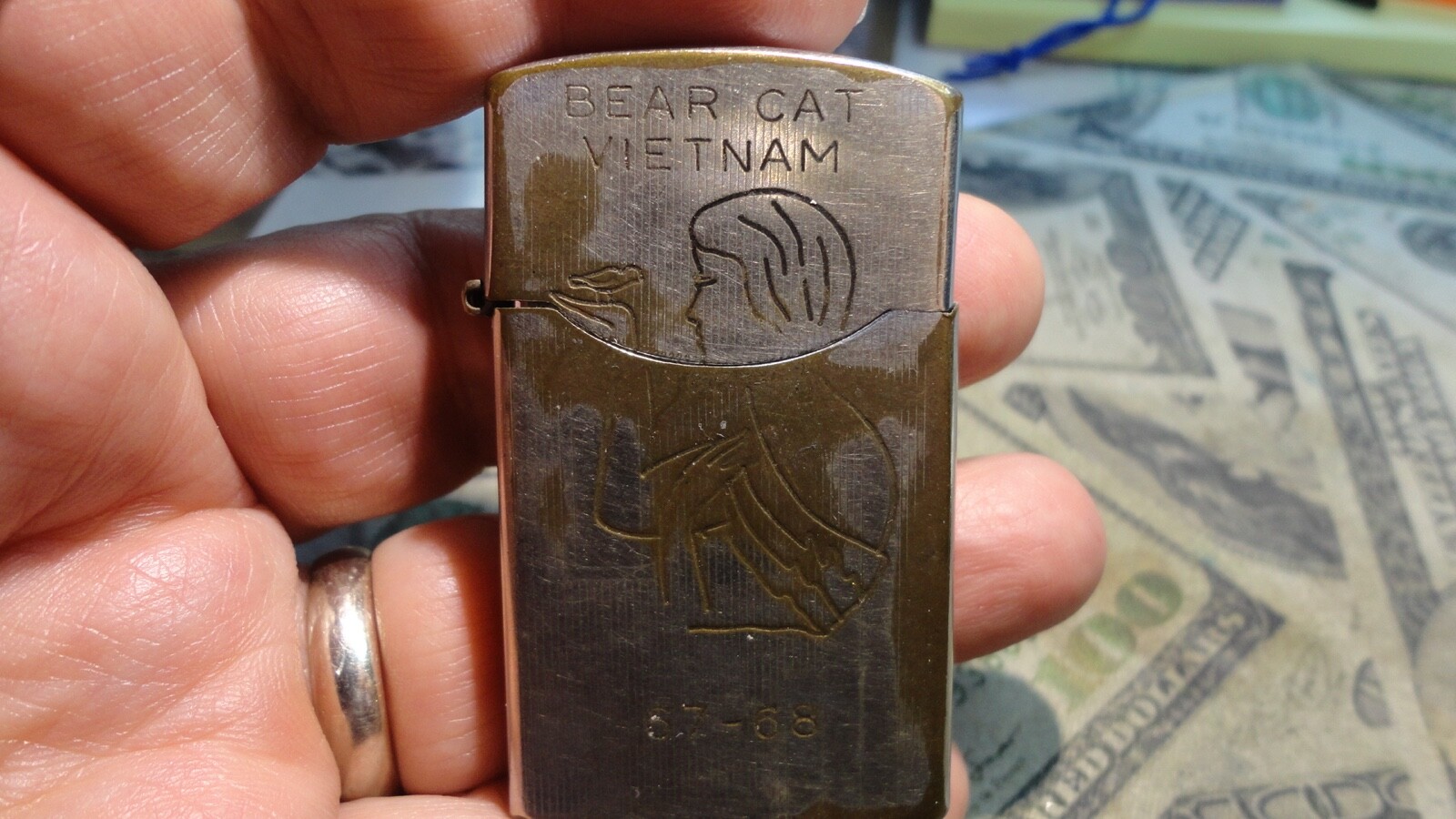 Trench Art Bear Cat Vietnam War 67-68 Zenith Military Lighter