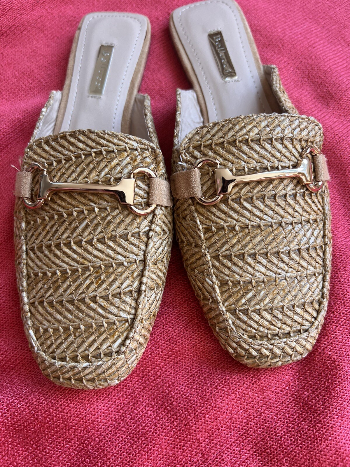 PANTOFOLA D’ORO BELLUCCI SLIP ONS HORSE BIT infradito come paglia ��pantofole da spiaggia Eu36 UK 3