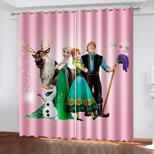 Niños Anna Elsa Princesa Opacas Cortinas Ojales 3D Cortina Cortina Regalo - Imagen 4 de 19