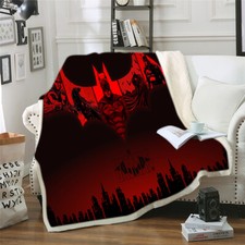 Image of Batman Red Bat 3D Print Blanket Throw Bed Soft Warm Fleece Single Double