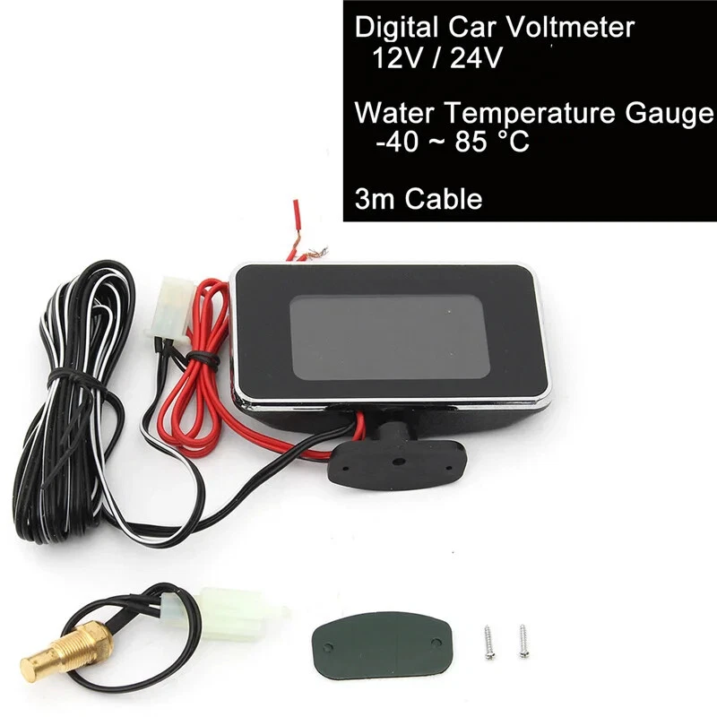9-36V 2-in-1 LCD Digital Display Car Auto Voltmeter Water Temp Temperature Gauge - Image 3 of 4