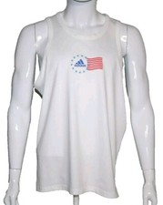 Adidas Men's American Flag Print Tank Top Shirt XXL White Sleeveless Pullover