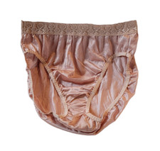 Vintage Shiny Nylon Pink Granny Panties Lace Trim Sz 8 XL Sissy Fruit of Loom