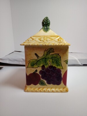 Certified International  Square Cookie Jar With Fruit On It