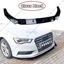 For 2014-2016 Audi A3 8V Standard Front Bumper Lip Spoiler Splitter Gloss Black