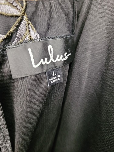 Vestido ceñido al cuerpo Lulus Elston de malla negra bordado floral talla L - Imagen 4 de 9