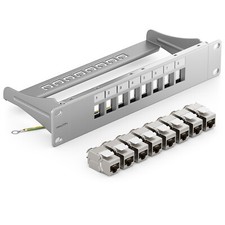 Patchpanel 8 Port CAT7 Patchfeld 1 HE 10 Zoll...