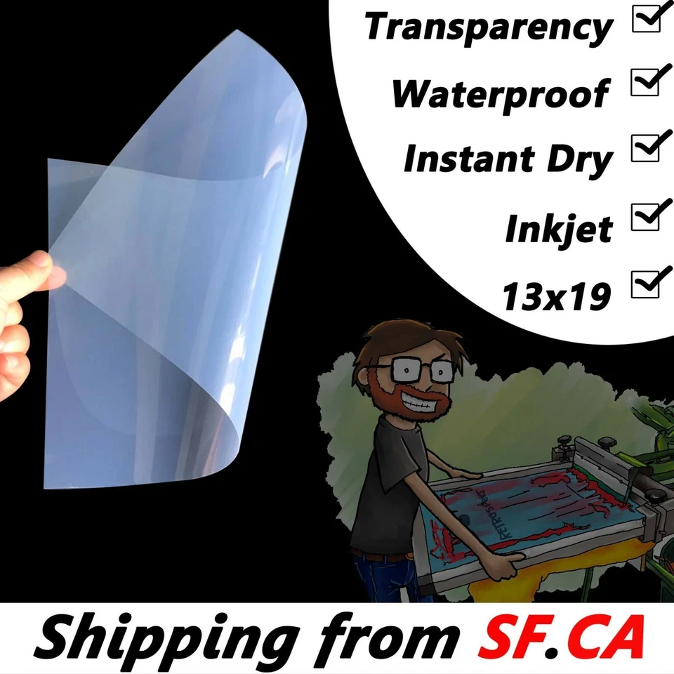 200 sheets，Waterproof  Inkjet Milky Transparency Screen Printing Film 13"x19" - Image 2 of 4