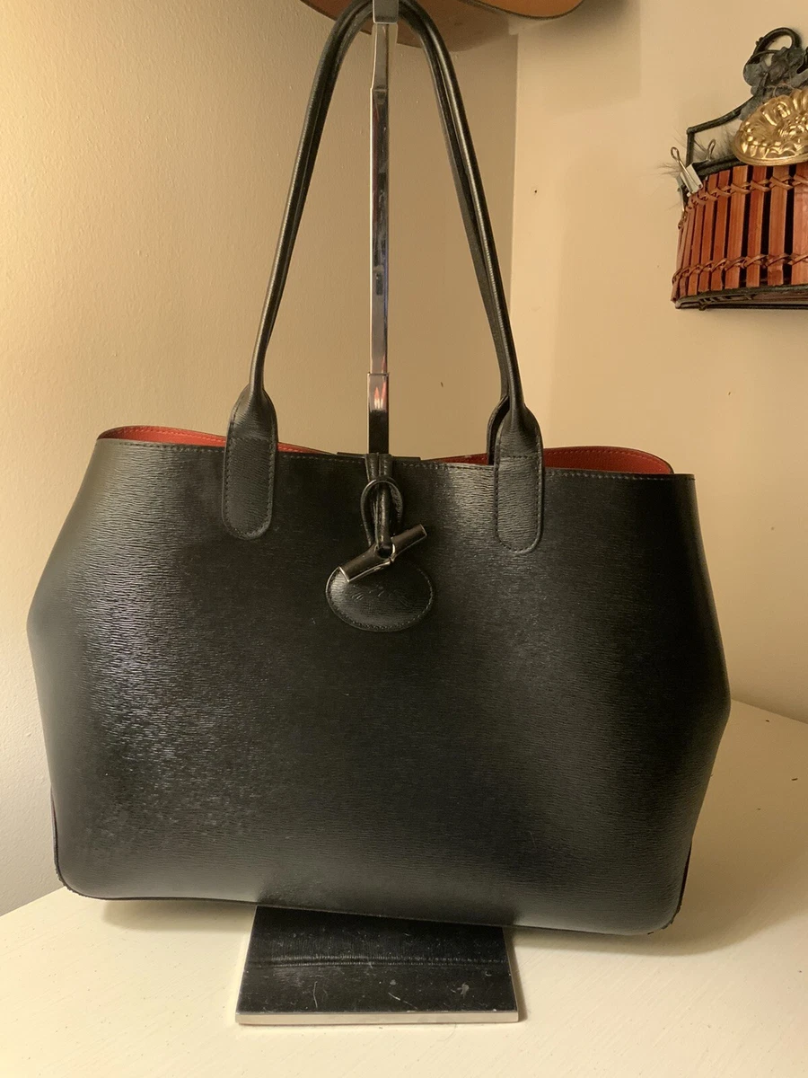 Longchamp Roseau Canvas & Leather Bucket Bag