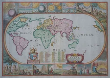 World map - Joseph Moxon - 1681 - A map of all the Earth ... - Rare world map