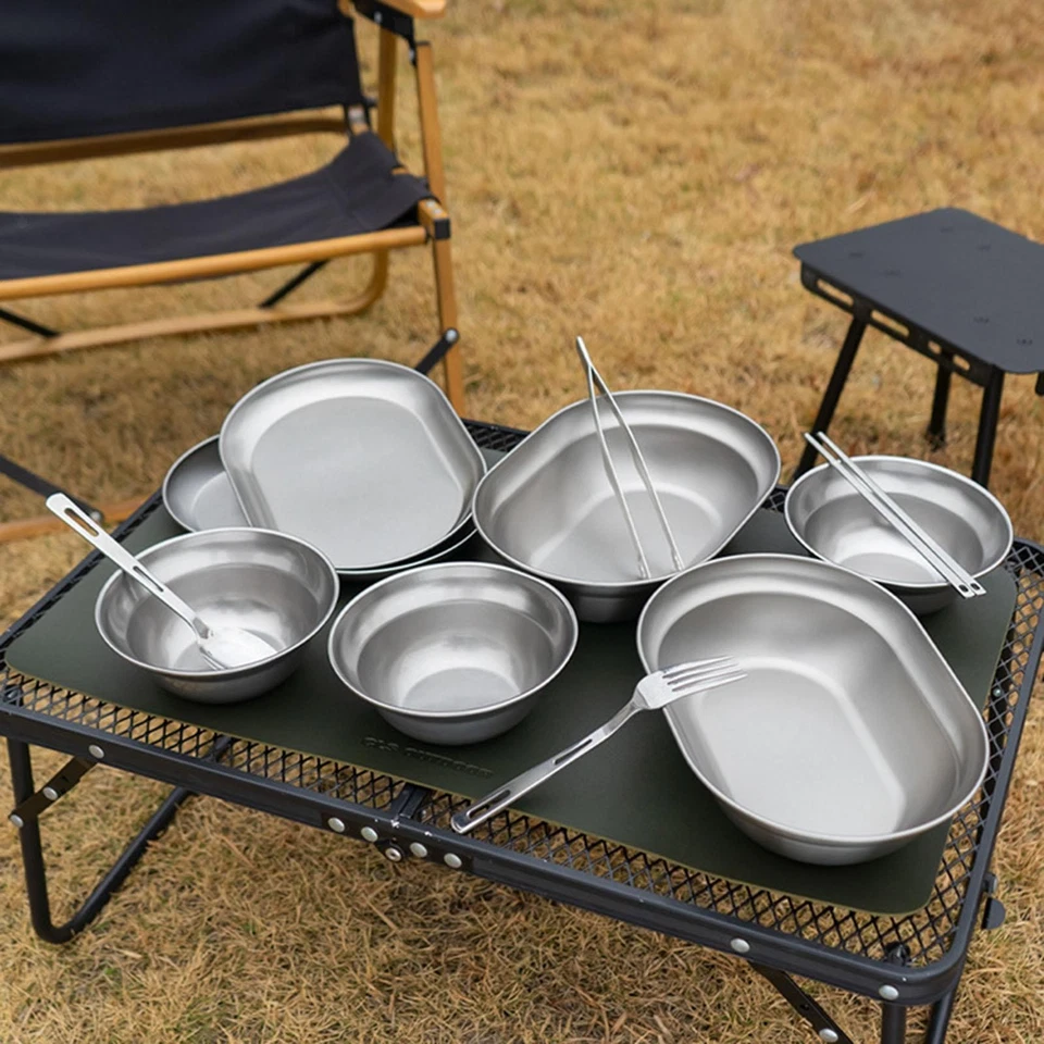 Stainless Steel Plates And Bowls, Camping Set, Camping Utensil Set, Camping - Image 3 of 4
