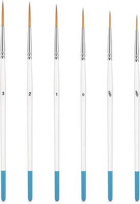6 Pcs Script Liner Brush Long Fine Point Tip Small to Medium 