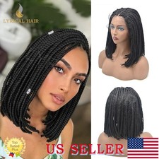 Hand Braided Lace Front Wigs For Black Women Box Braid Wig Synthetic Braids Hair