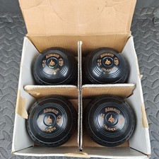 Almark Crusader Lawn Bowls Size 4H Heavy Set of 4 Indoor Outdoor Black