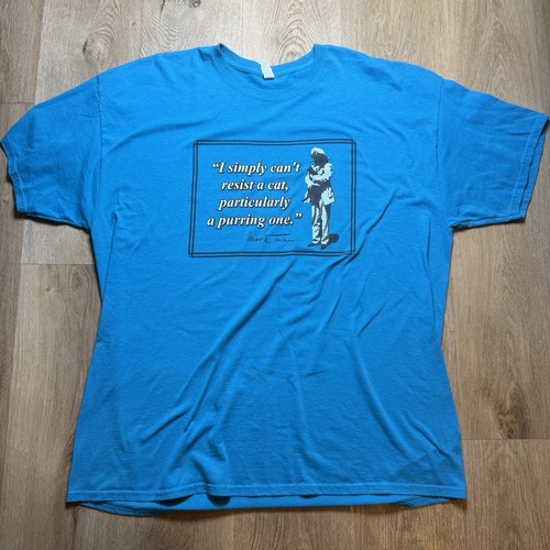 Vintage Mark Twain PuttingCat Quote T Shirt Men Size 2XL Graphic Logo Literatur - Picture 2 of 6