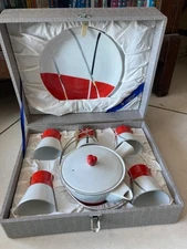 Vintage MCM Nozawaya Yokohama Japan Seyei China Tea & Snack Picnic Set In Case