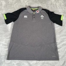 Canterbury IRFU Ireland Rugby Polo Shirt Mens L Slim Fit VapoDri Gray 