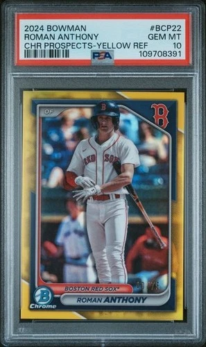 2024 Bowman Chrome Prospects #BCP22 Roman Anthony /75 Yellow Ref PSA 10