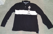 Vintage Tommy Hilfiger Rugby Shirt Men's Size XL Long Sleeve Logo blue/gray