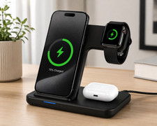 Waitiee Wireless Charger 3 in 1 15w Fast Charging Station for Apple iWatch Se/6