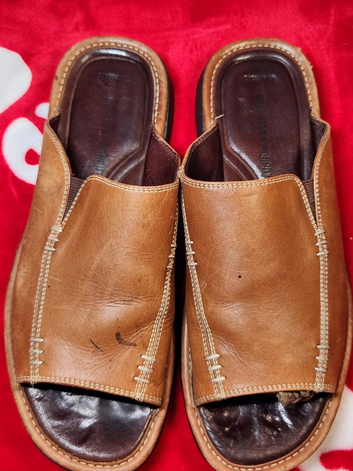 Johnston & Murphy Hombre Sandalias Deslizantes Cuero Marrón Talla 10 Foto 2 de 4