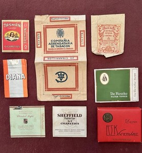 Collectable Cigarette Labels/Wrappers Lot: Tasman, De Reszke, Sheffield + More.