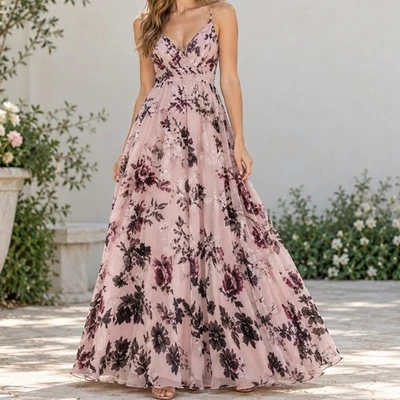 City Triangles Dress Vtg Y2K Babydoll Maxi Tulle Gown Size XS Shimmer Floral - Image 1 of 4
