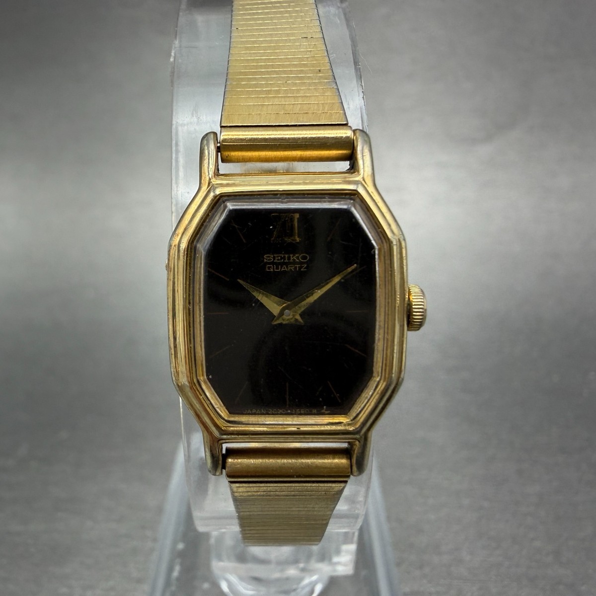Seiko Watch Women 16mm Brown Dial Gold Tone Octagon 2c20-5769 New