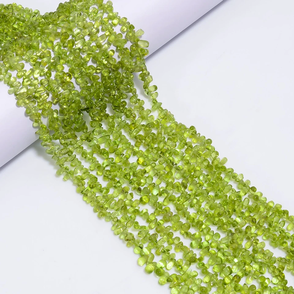 Natural Peridot Gemstone Teardrop Smooth Beads 5X4 7X4 mm Strand 12.5" AB-844 - Image 2 of 4