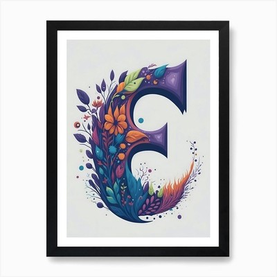 Colorful Letter E Illustration 59 A Framed Wall Art Poster Canvas Print Picture