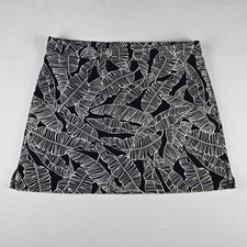Rafaella Comfort Tropical Leaf Skort Women XXL Black White Stretch Pull On Mini
