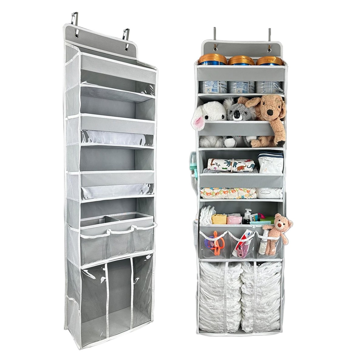 Door Hanging Storage Organizer,with Bins Movable Baby Diaper