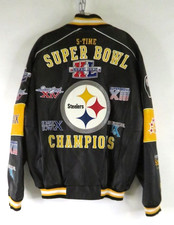 NFL 100 Leather VTG Pittsburgh Steelers 5 Time Super Bowl LK NU Champion Jacket